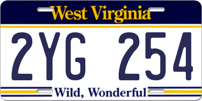 WV license plate 2YG254