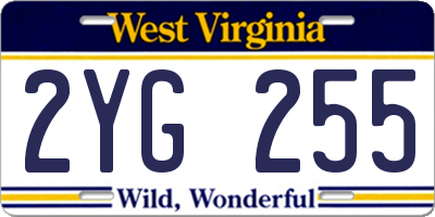 WV license plate 2YG255