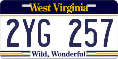 WV license plate 2YG257