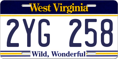 WV license plate 2YG258