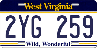 WV license plate 2YG259