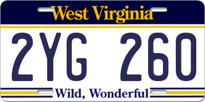 WV license plate 2YG260