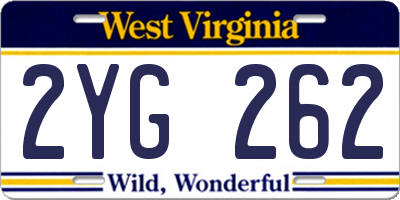WV license plate 2YG262