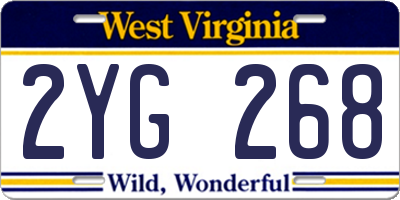 WV license plate 2YG268