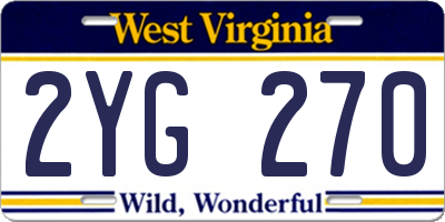 WV license plate 2YG270