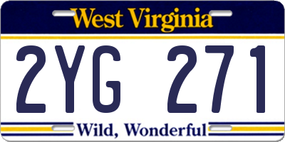 WV license plate 2YG271
