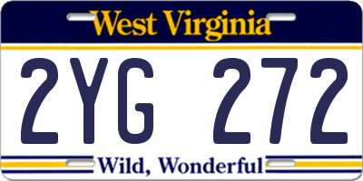 WV license plate 2YG272