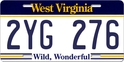 WV license plate 2YG276