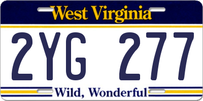 WV license plate 2YG277