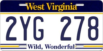 WV license plate 2YG278