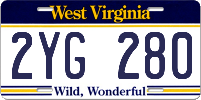 WV license plate 2YG280