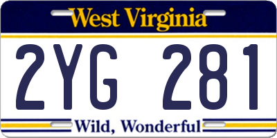 WV license plate 2YG281