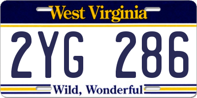 WV license plate 2YG286