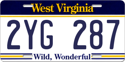 WV license plate 2YG287