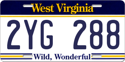 WV license plate 2YG288