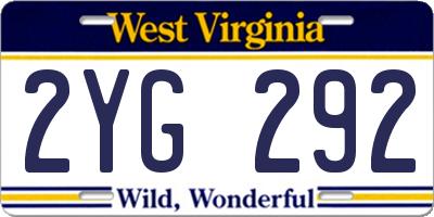WV license plate 2YG292
