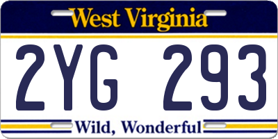 WV license plate 2YG293