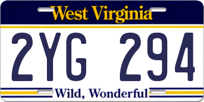 WV license plate 2YG294