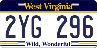 WV license plate 2YG296