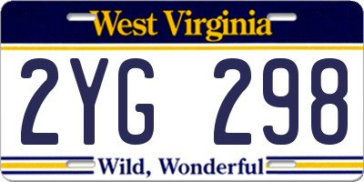 WV license plate 2YG298
