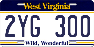 WV license plate 2YG300