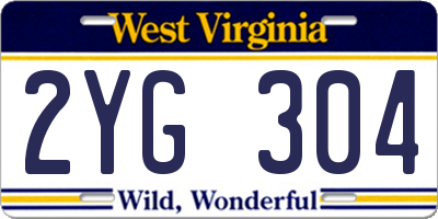 WV license plate 2YG304