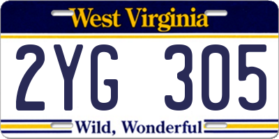 WV license plate 2YG305