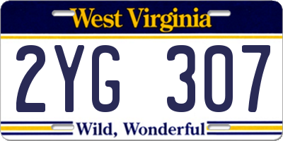 WV license plate 2YG307