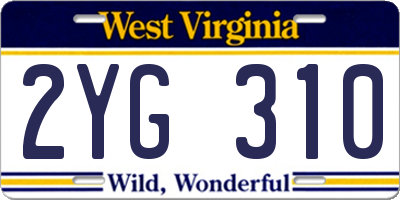 WV license plate 2YG310