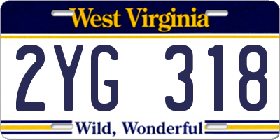 WV license plate 2YG318