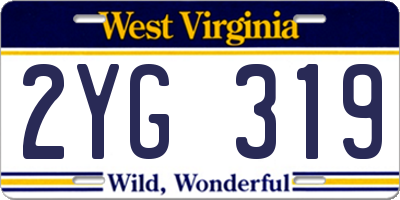WV license plate 2YG319