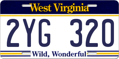 WV license plate 2YG320