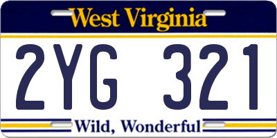 WV license plate 2YG321