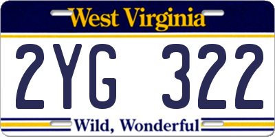 WV license plate 2YG322