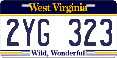 WV license plate 2YG323