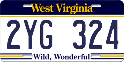 WV license plate 2YG324