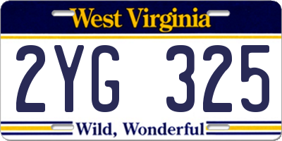 WV license plate 2YG325