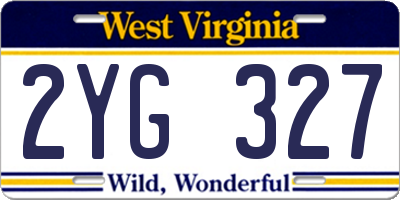 WV license plate 2YG327