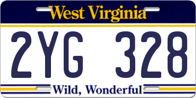 WV license plate 2YG328