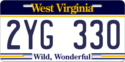 WV license plate 2YG330