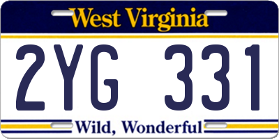 WV license plate 2YG331
