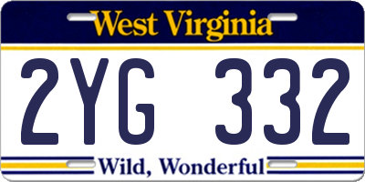 WV license plate 2YG332