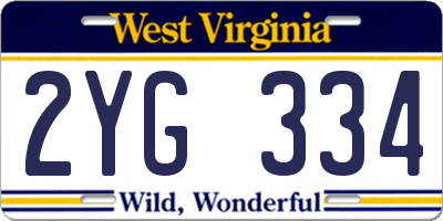 WV license plate 2YG334