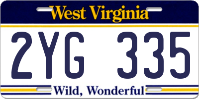 WV license plate 2YG335