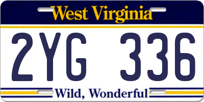 WV license plate 2YG336