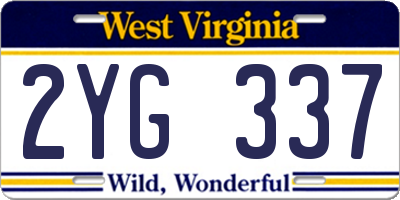 WV license plate 2YG337