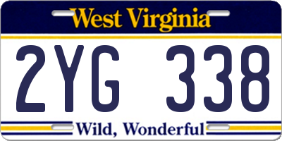 WV license plate 2YG338