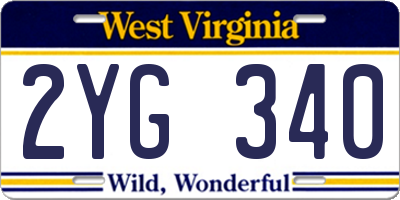 WV license plate 2YG340