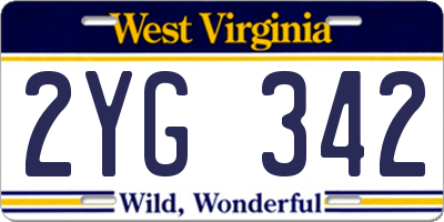 WV license plate 2YG342