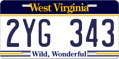 WV license plate 2YG343